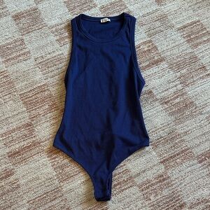 Free People Navy Blue Woman’s One Piece Racer Neck Tank Top